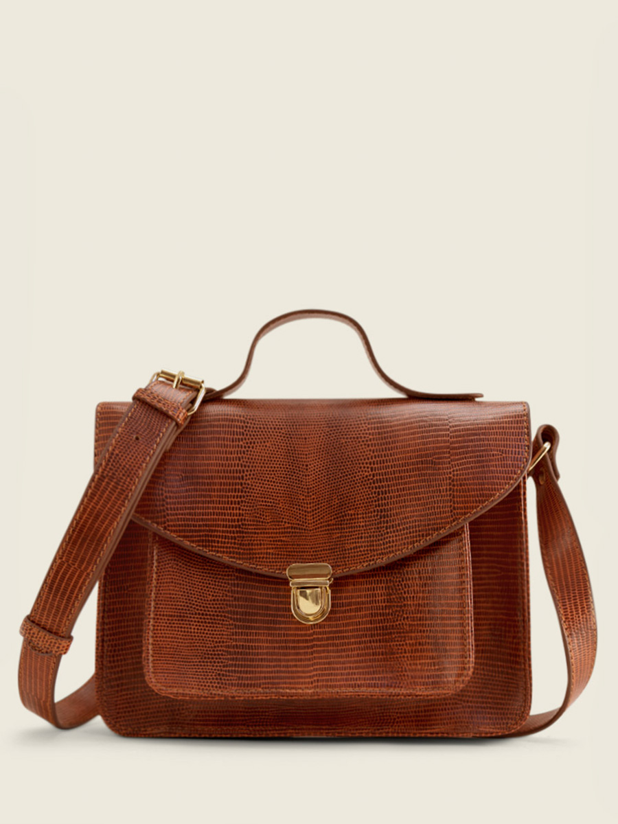 Fotoansicht-Vorderseite-Handtasche-Leder-braun-Mademoiselle George-1960-Paul Marius-W05 L L