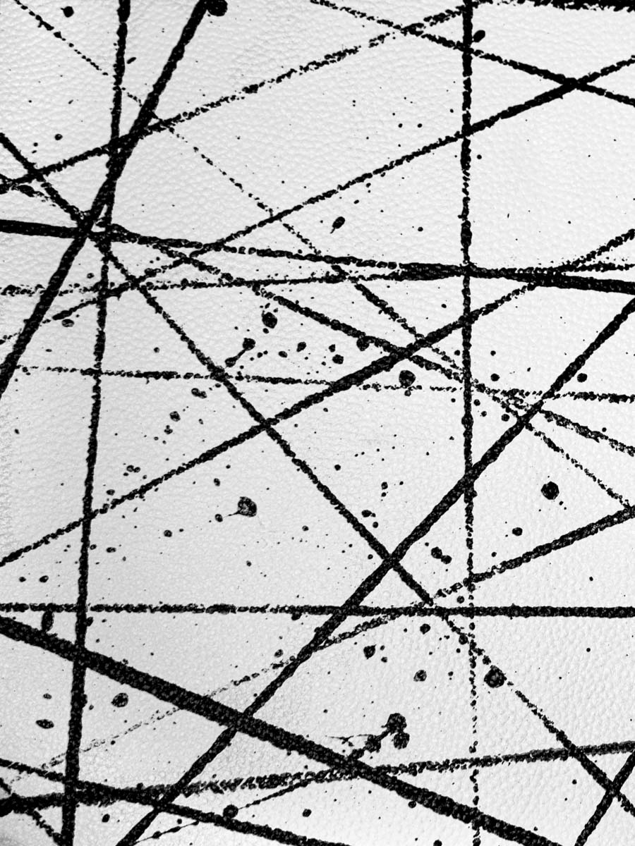 Handtasche aus Leder, weiß, schwarz, orange, Aline, Arty 01, Ansicht, Zoom, Material, W34 ART1 B-W