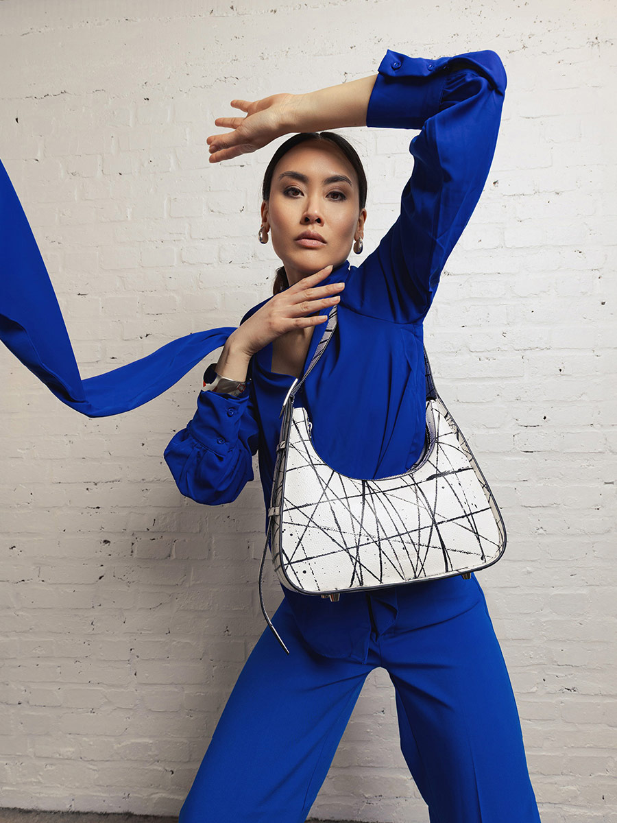 tasche-baguette-leder-weiß-schwarz-orange-victoire-arty-01-ansicht-w54-art1-b-w