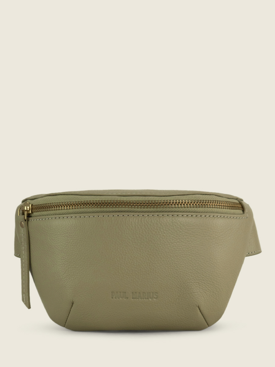Foto-Vorderansicht-Mini-Gürteltasche-Leder-grün-LaBanane XS-Art-Deco-Mandel-Paul-Marius-M503XS-AD-AL