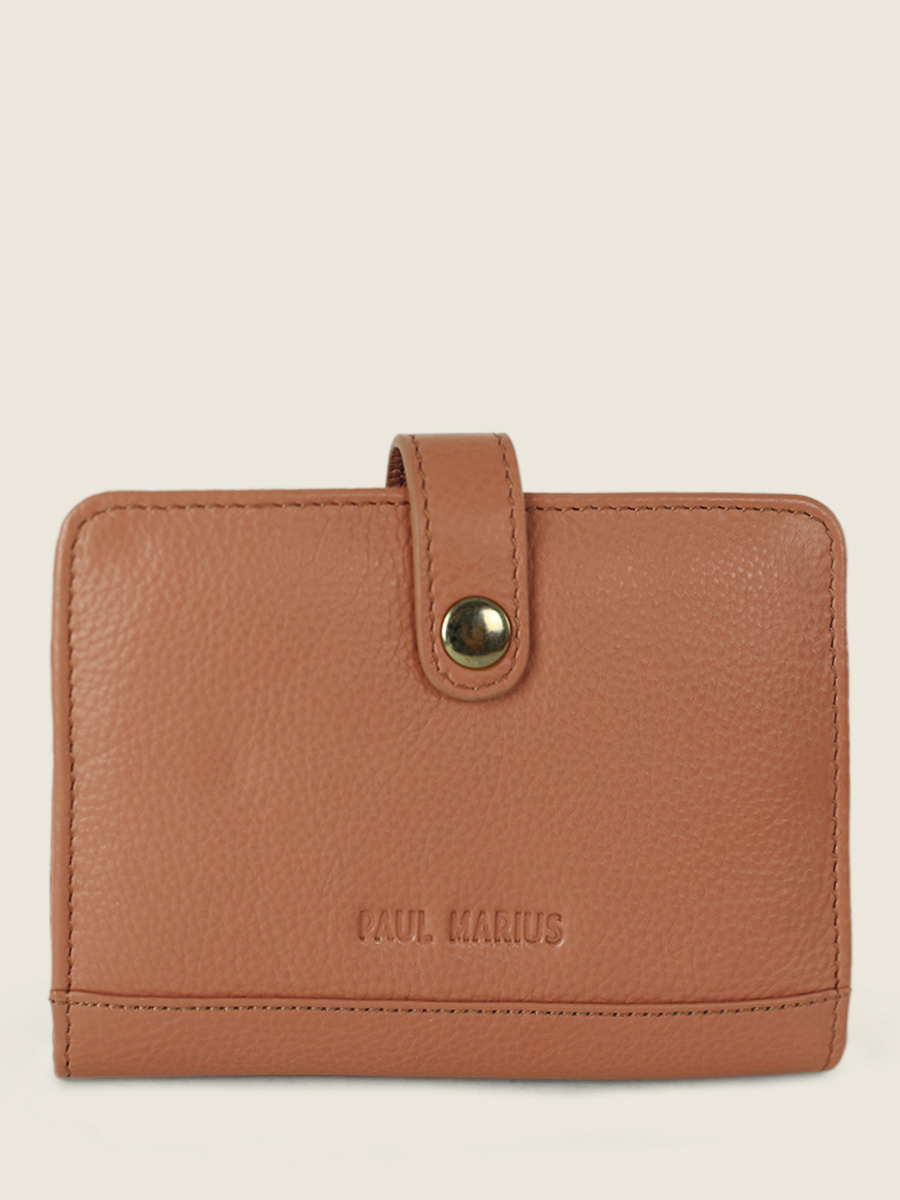 Foto-Vorderansicht-Brieftasche-braunes-Leder-Jeanne-Art-Deco-Caramel-Paul-Marius-M34-AD-CA