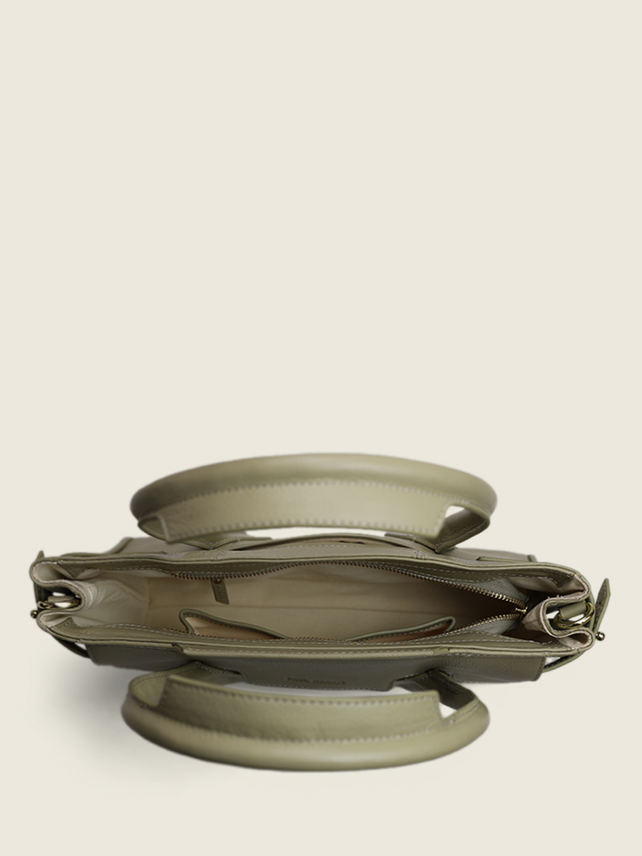 Foto-Material-Handtasche-grünes Leder-Madeleine S-Art-Déco-Mandel-Paul Marius-W31S AD AL