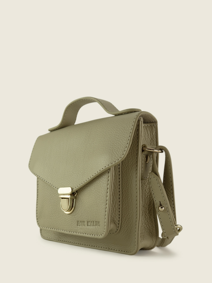 Foto-Seitenansicht-Mini-Handtasche-Leder-Damen-grün-Mademoiselle-George-XS-Art-Déco-Mandel-Paul-Marius-W05XS-AD-AL