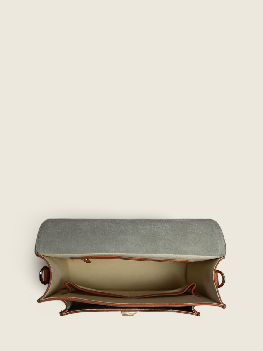 Foto-Innenansicht-Handtasche-braunes Leder-Simone-Art-Deco-Caramel-Paul-Marius-W33-AD-CA