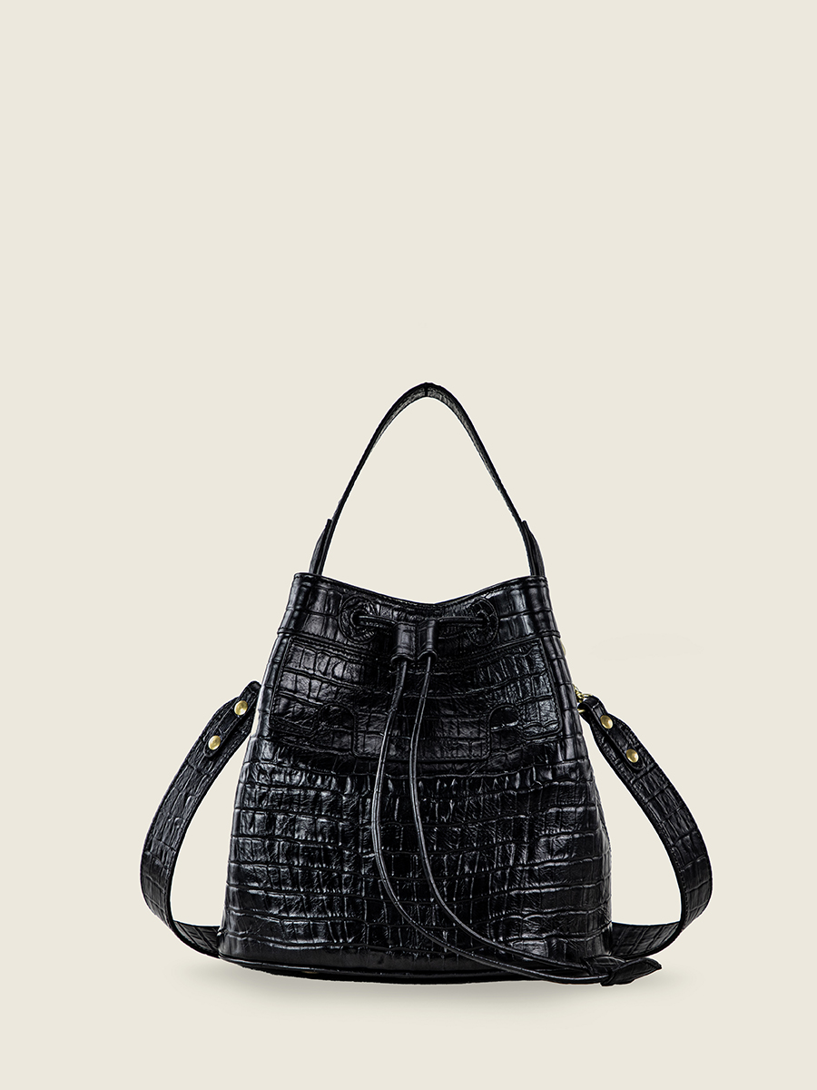 Fotoansicht-Vorderseite-Eimer-Tasche-Leder-schwarz-Capucine-Heritage-Paul-Marius-W39-CR-B