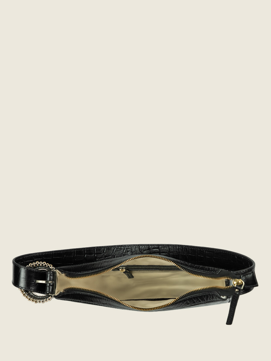 Fotoansicht: Halbmondtasche aus schwarzem Leder, Céleste Heritage, tiefschwarz, Paul Marius, W50 CR B