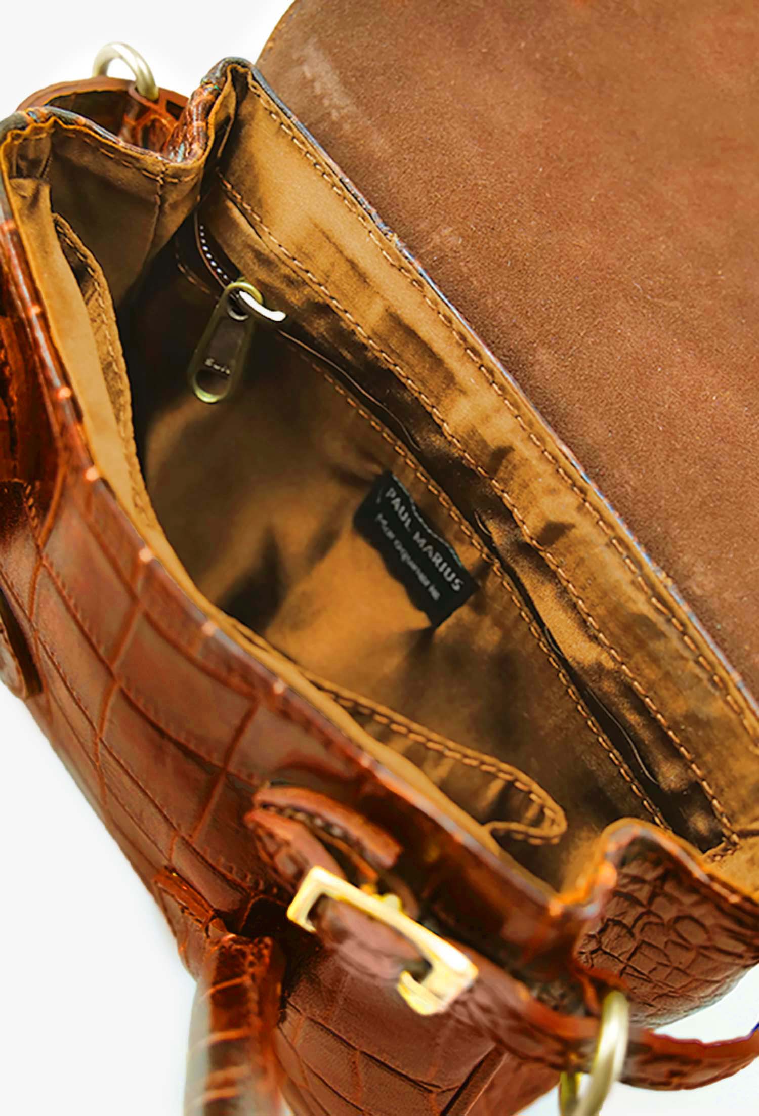 Foto-Innenansicht-Handtasche-Leder-Damen-Colette-XS-Alligator-braun-Paul-Marius-W28XS-A-L