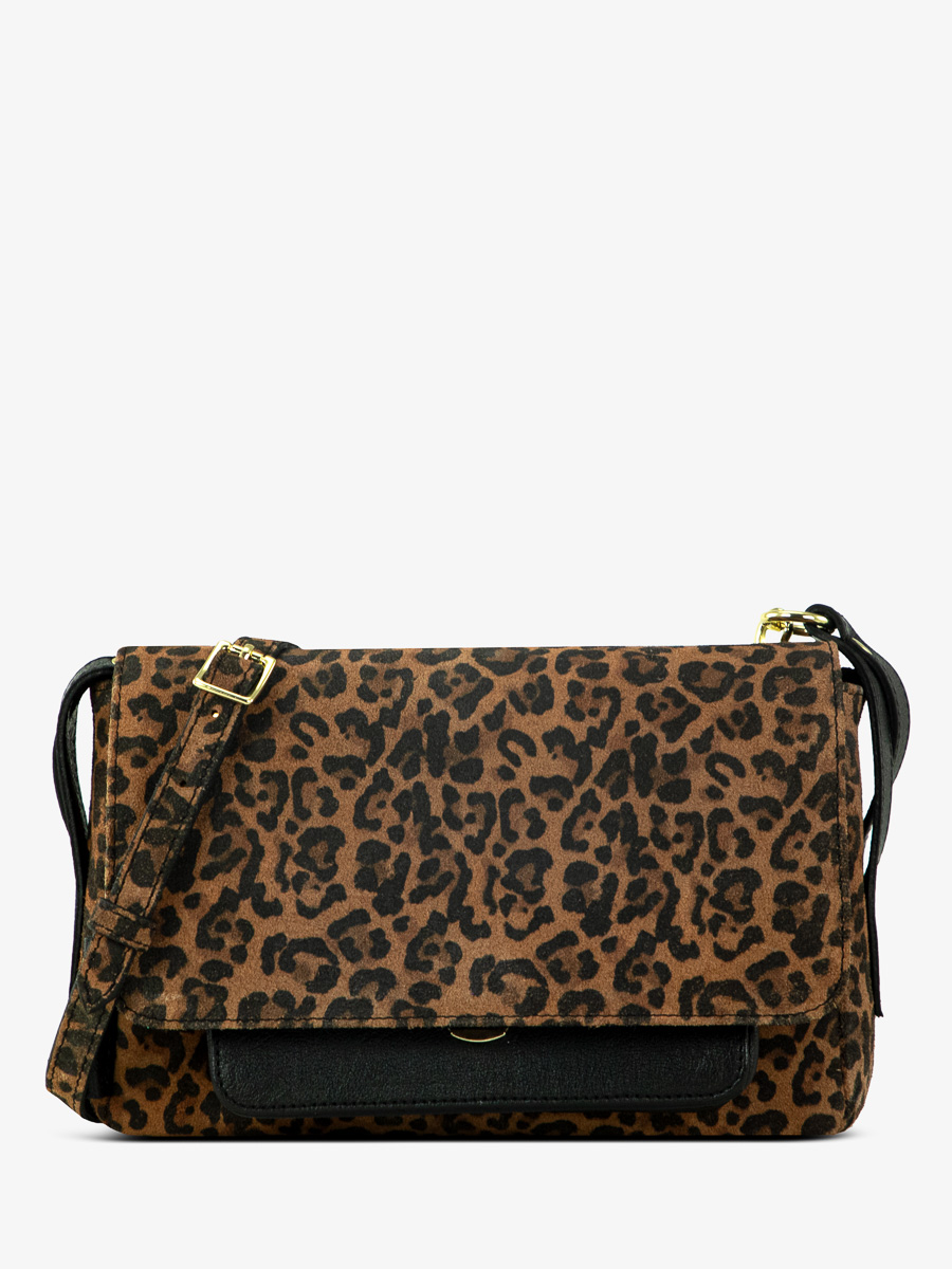 Umhängetasche Diane S Leopard schwarz Ansicht von vorne W35S LP B