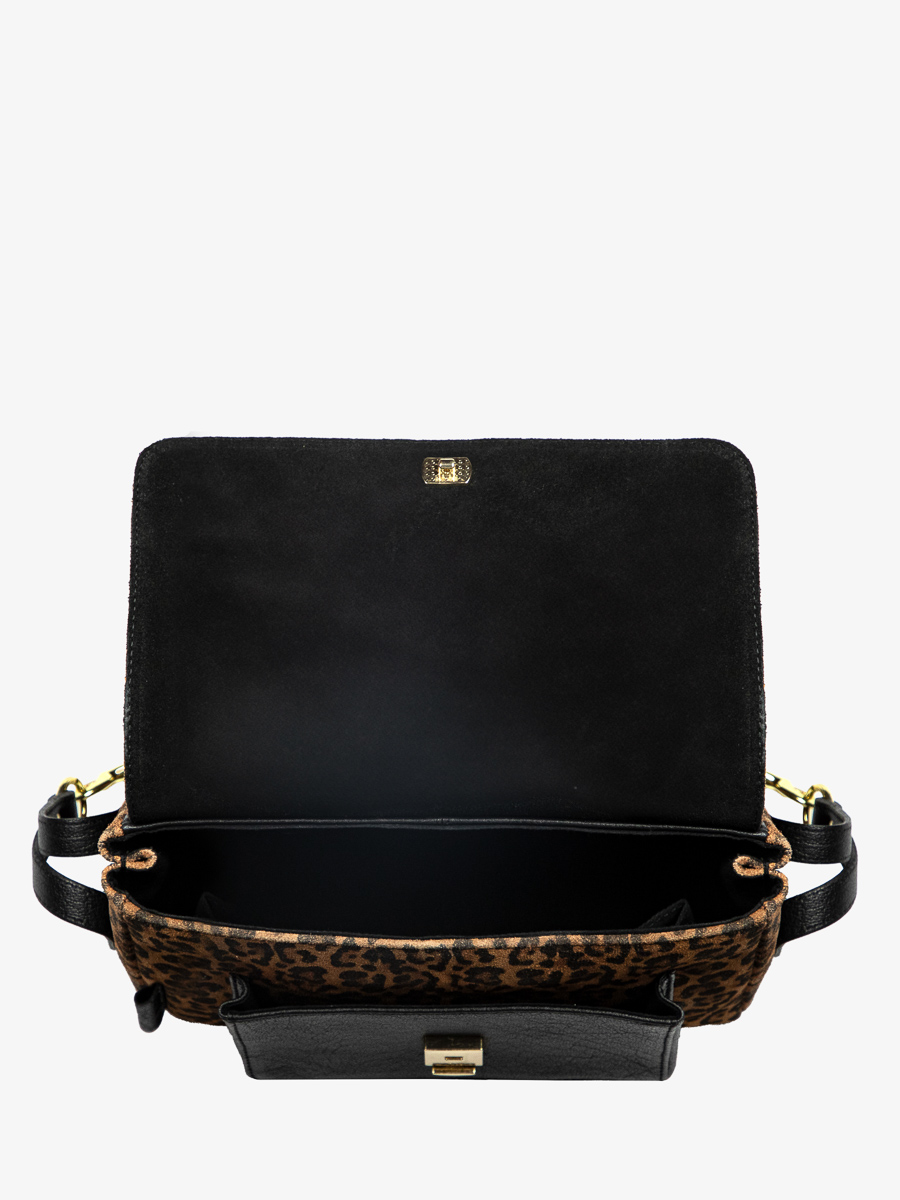 Umhängetasche Diane S Leopard schwarz Innenansicht W35S LP B