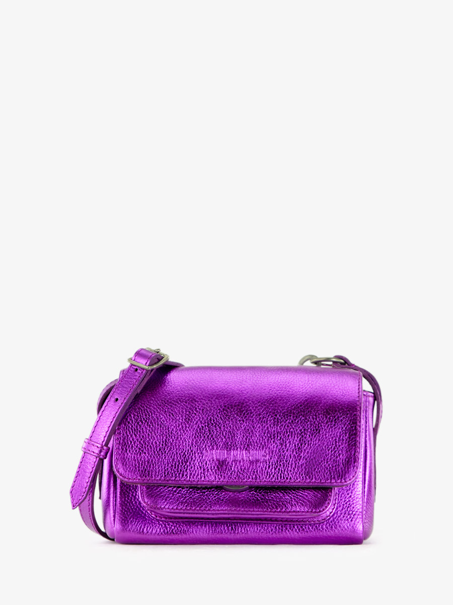 Fotoansicht-Vorderseite-Mini-Umhängetasche-Leder-violett-metallic-Diane-XS-Bonbon-Paul-Marius-W35XS-M-P