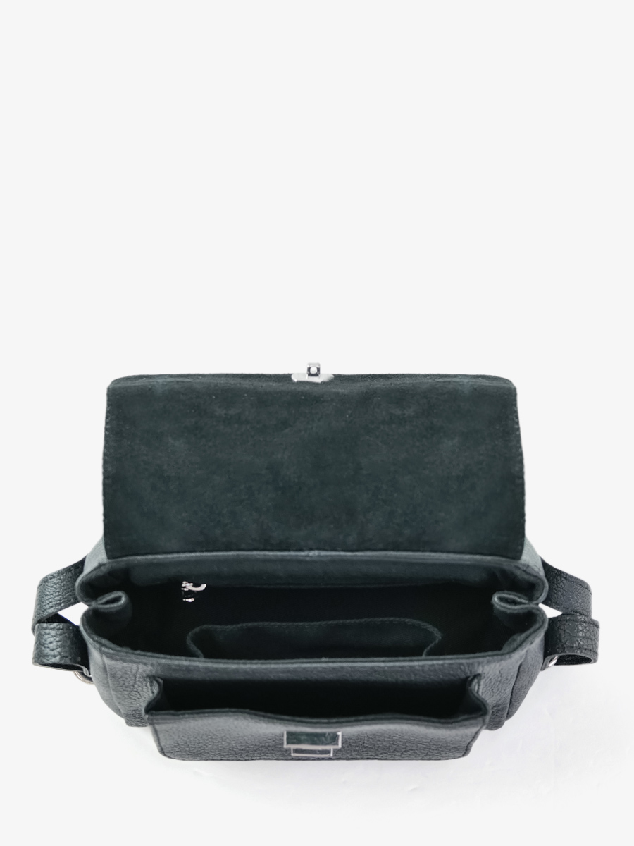 Fotoansicht Innenansicht Mini Umhängetasche aus schwarzem Leder Diane XS schwarz Paul Marius W035XS-B