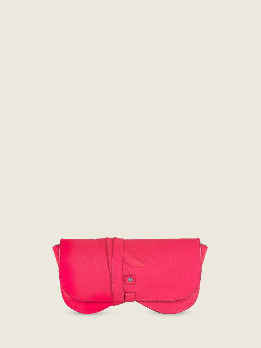 Foto-Vorderansicht-Brillenetui-aus-Leder-für-Damen-rosa-das-Brillenetui-neonfarben-paul-marius-m49-ne-pi