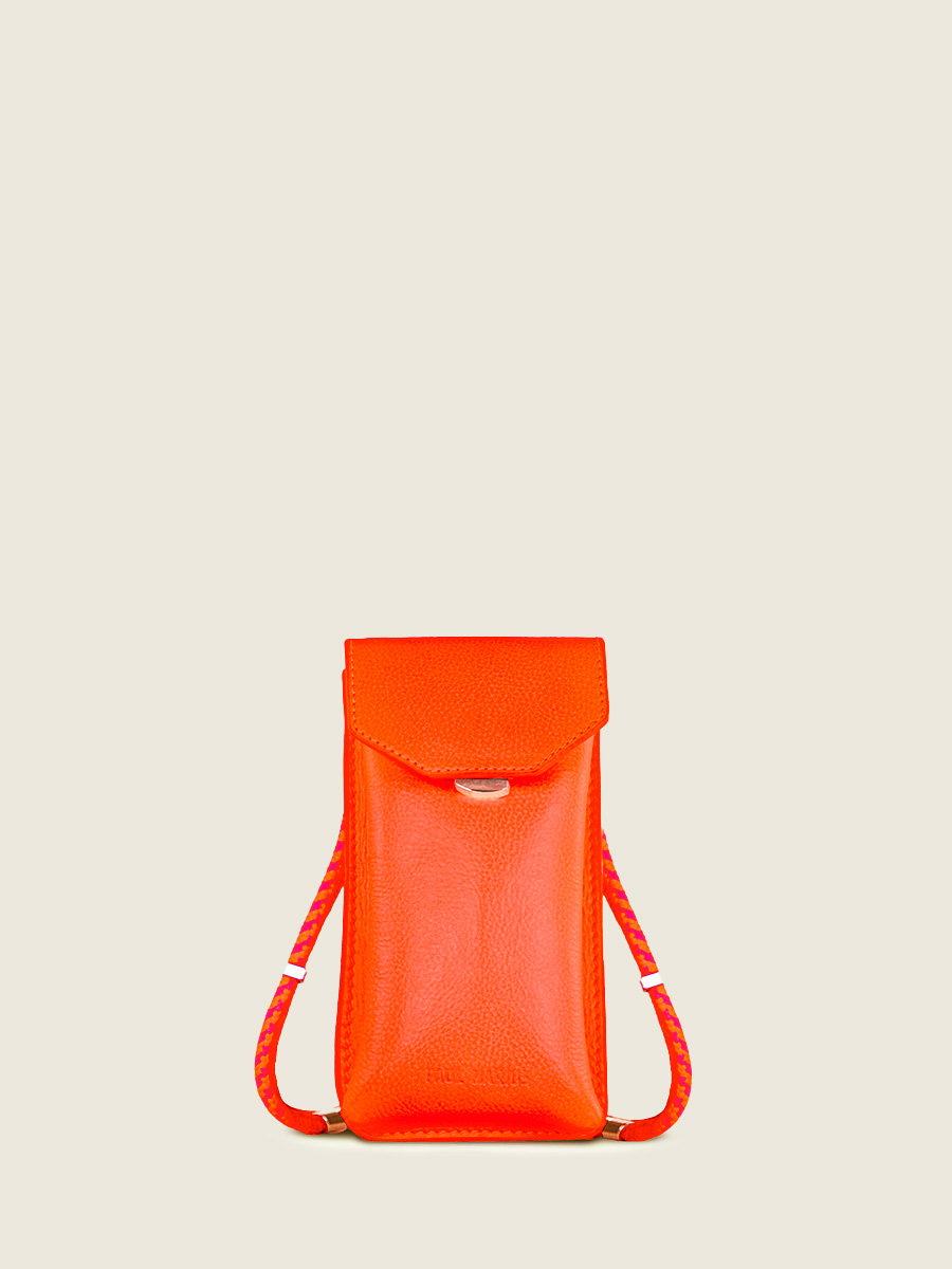 Fotoansicht-Vorderseite-Handytasche-Leder-orange-eva-neonorange-paul-marius-m71-ne-o