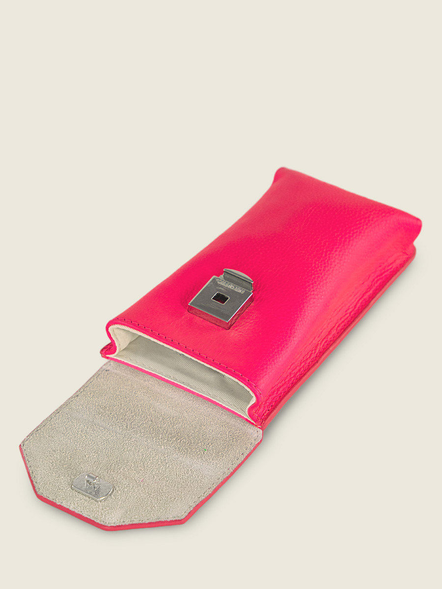 Fotoansicht Innenansicht Handytasche aus Leder rosa Eva Neon Rosa Paul Marius M71 NE PI