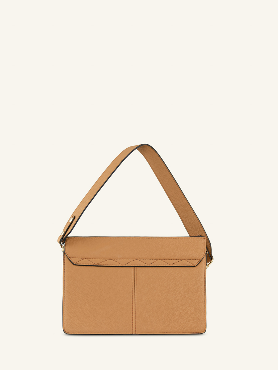 Leder-Baguette-Tasche Gabrielle Leopard Beige Rückansicht w42-lp-bei