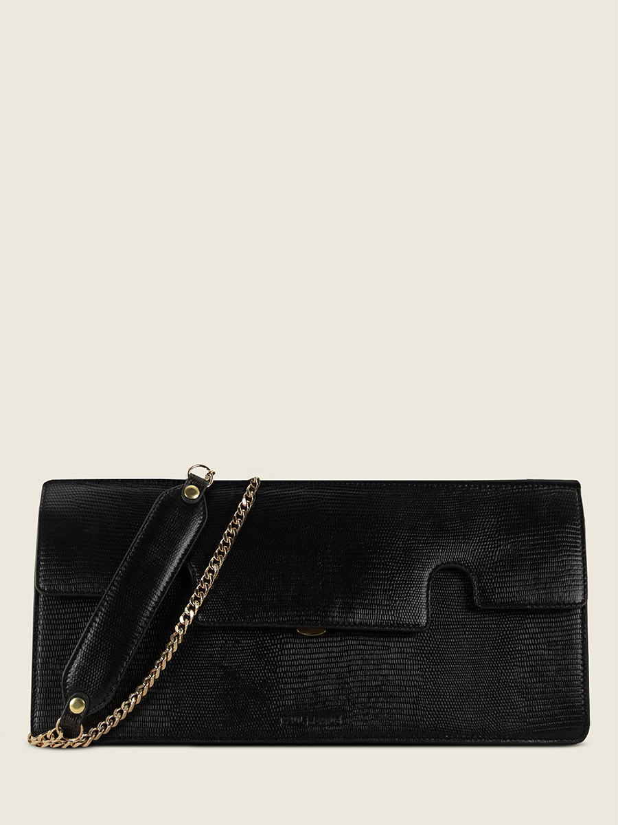 Fotoansicht-Vorderseite-Baguette-Tasche-Leder-schwarz-tiefschwarz-Gabrielle-ultra-lang-1960-Paul-Marius-W42L-L-B
