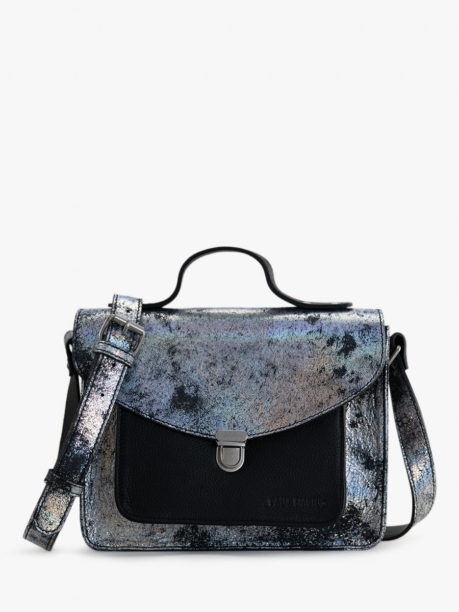 Fotoansicht-Vorderseite-Handtasche-Holographisches Leder-Mademoiselle George-Galaxie-Paul Marius-W05 GAL