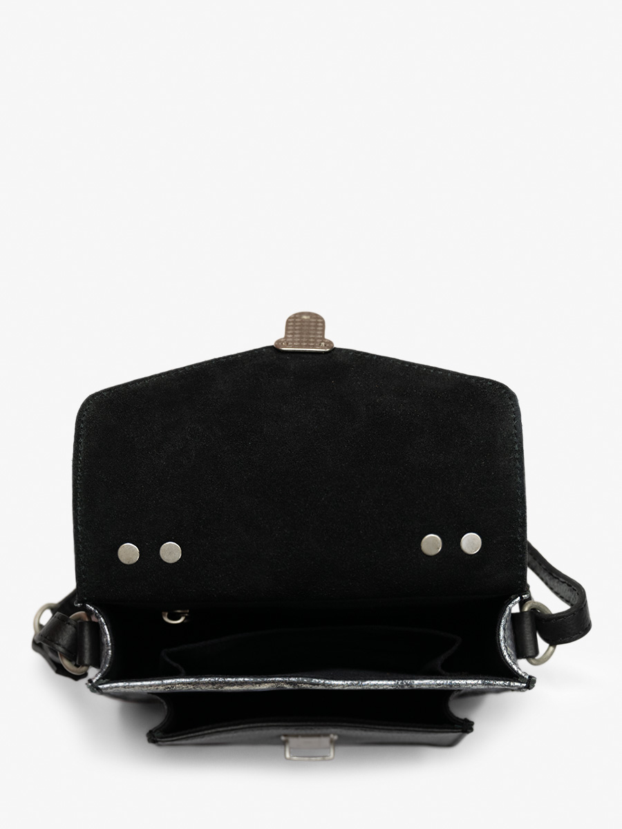 Fotoansicht Innenraum Handtasche aus holografischem Leder Mademoiselle George XS Galaxie Paul Marius W05XS GAL