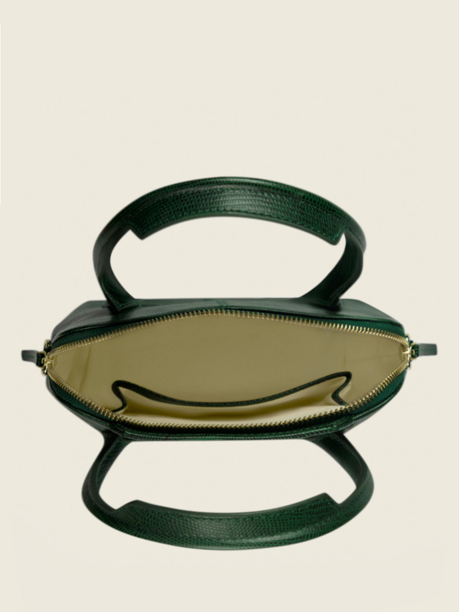 Fotoansicht von innen Mini-Handtasche aus grünem Leder Gisèle XS 1960 Malachit Paul Marius W32XS L DG