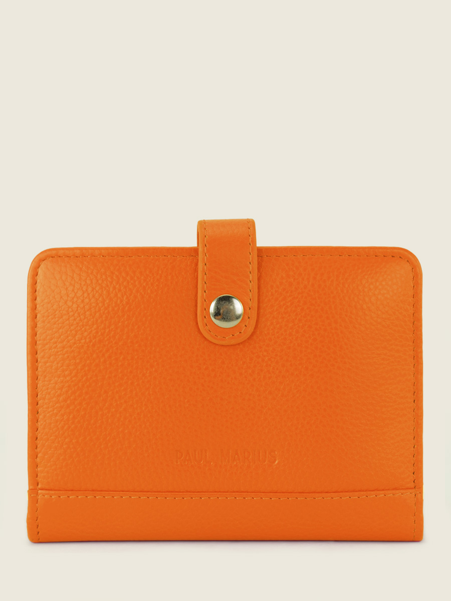 Foto-Ansicht-Vorderseite-Brieftasche-Leder-orange-LePortefeuille Jeanne Sorbet Mango Paul Marius M34 SB O