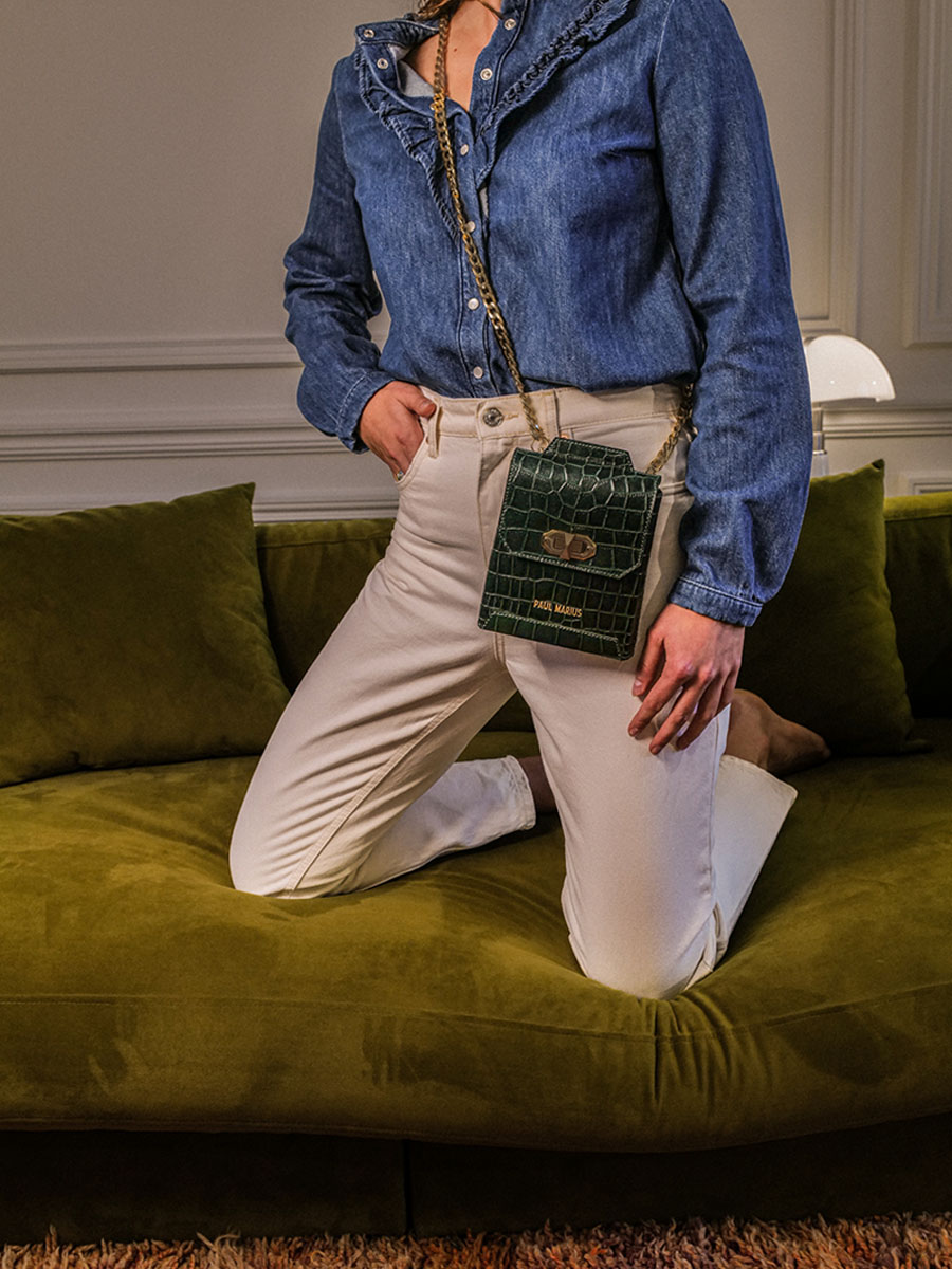 Foto-Tragetasche-Handytasche-Leder-Damen-Agathe-Alligator-Braun-Paul-Marius-M70-A-DB