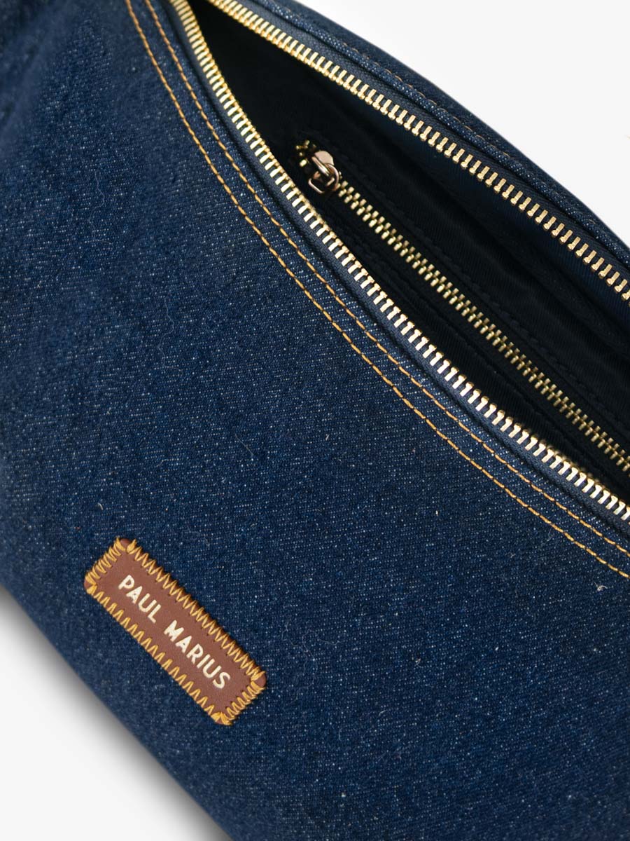 Gürteltasche blau Jean LaBanane Denim Raw Innenansicht M503 Dblue Denim