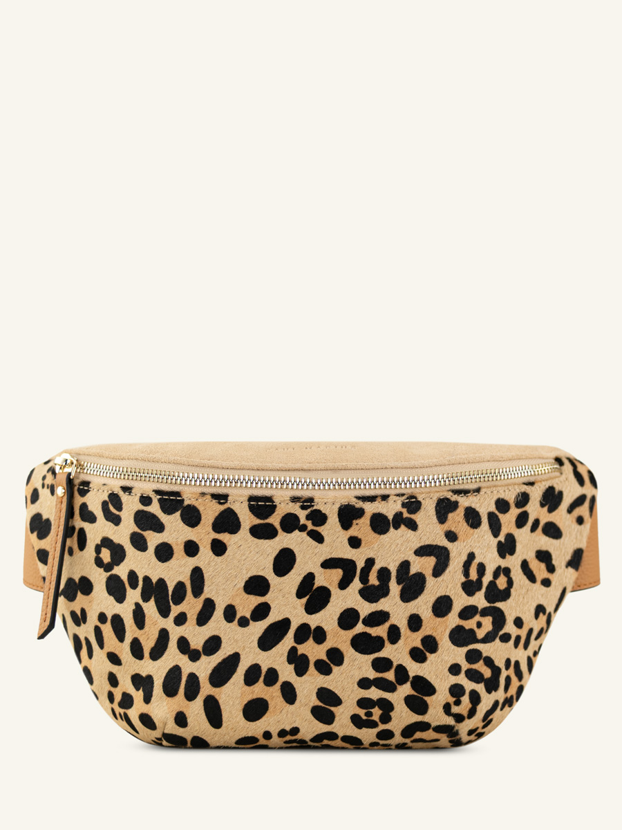 Gürteltasche aus Leder, Leopard, beige, Vorderansicht, M503-LP-Bei