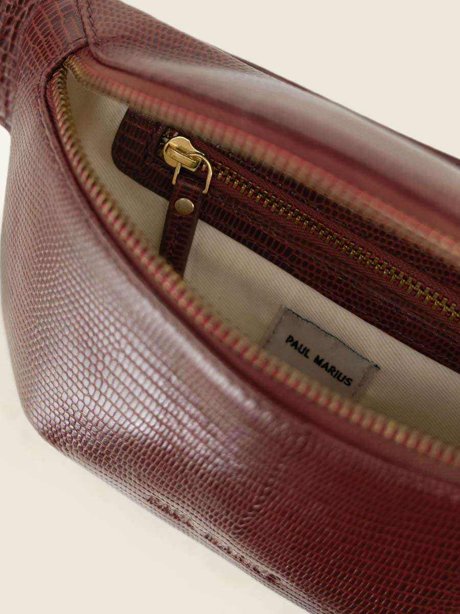 Fotoansicht Innenraum rote Leder-Gürteltasche LaBanane XS 1960 Paul Marius M503XS L R