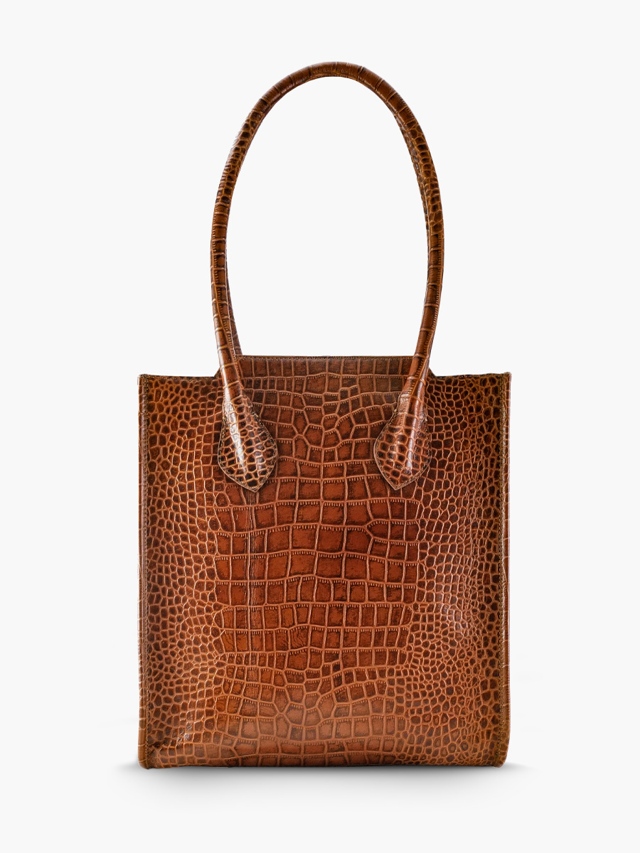 Fotoansicht-Rückseite-Tasche-Einkaufstasche-Leder-braun-Laflaineuse-Alligator-Bernstein-Paul-Marius-W13-A-L