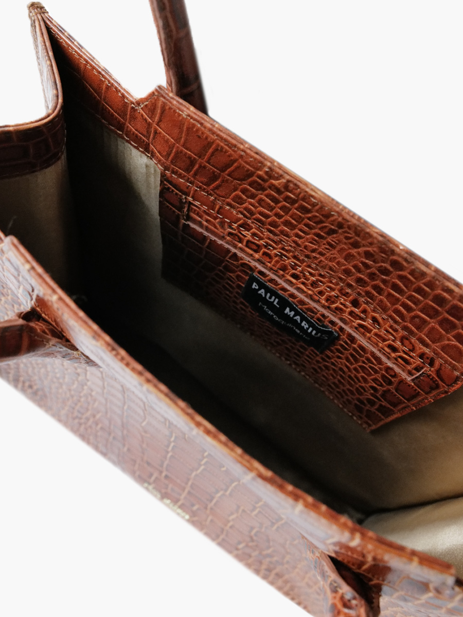 Fotoansicht-Innenansicht-Tasche-Einkaufstasche-Leder-braun-Laflaineuse-Alligator-Bernstein-Paul-Marius-W13-A-L