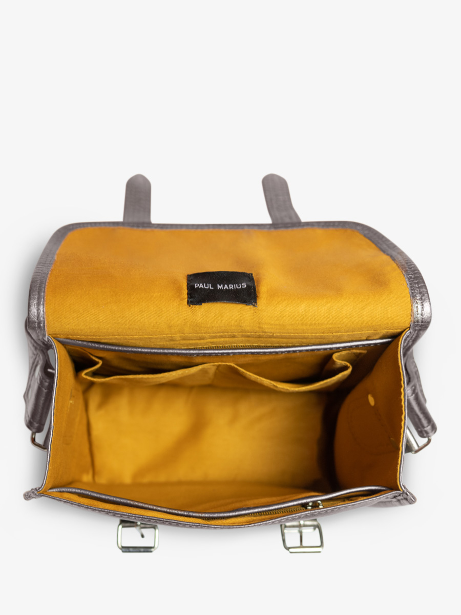 Fotoansicht-Innenraum-Umhängetasche-Leder-silber-Lasacoche-S-Stahl-Paul-Marius-M02S10-GM