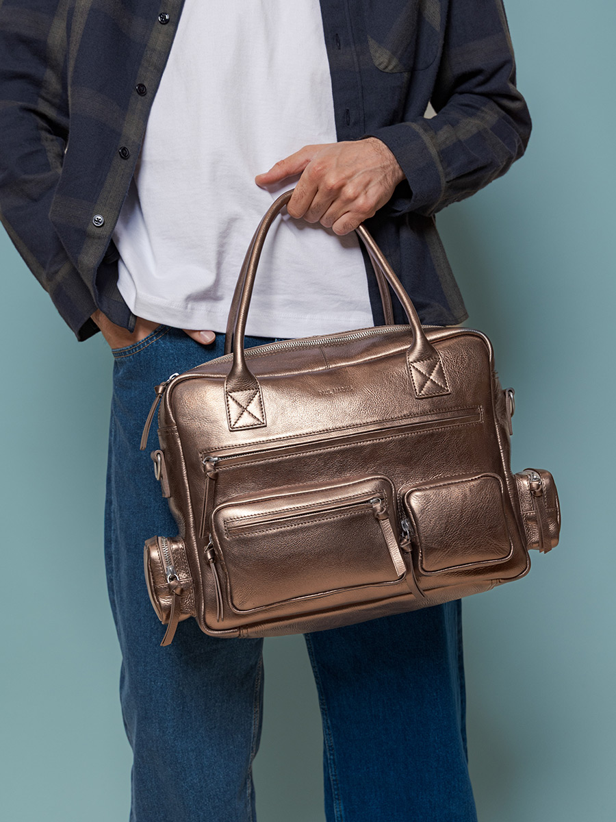 Aktentasche mit mehreren Fächern LeDandy 90s Kupfer Ansicht Zoom Material w204-c