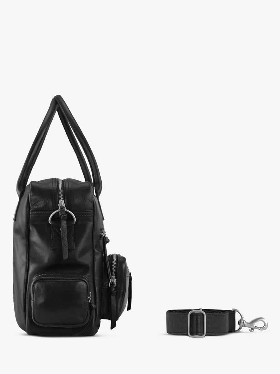 Dokumentenmappe mit mehreren Fächern LeDandy 90s schwarz Seitenansicht W204-b