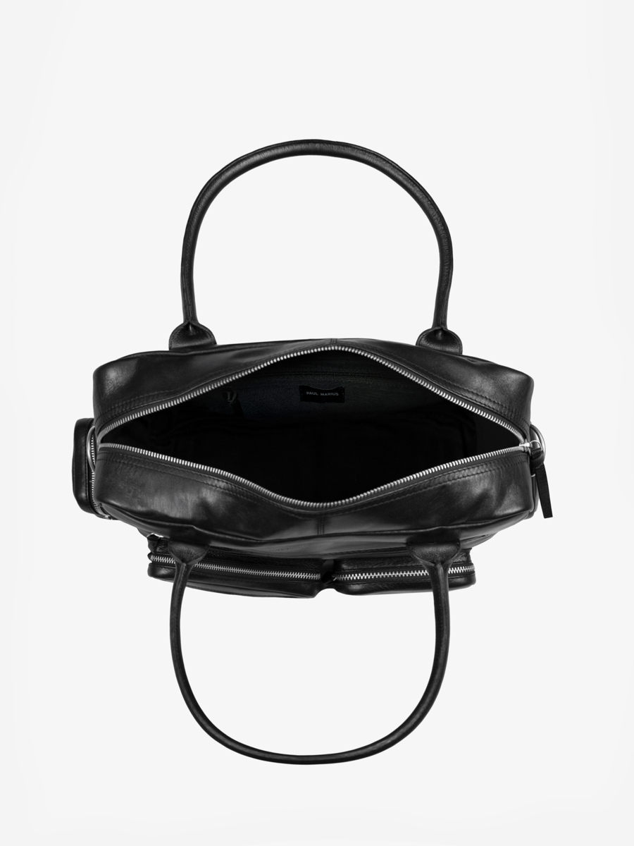 Dokumentenmappe mit mehreren Fächern LeDandy 90s schwarz Innenansicht W204-B