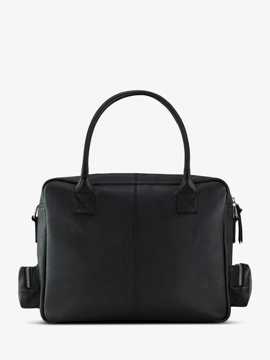 Aktentasche mit mehreren Fächern LeDandy 90s Python grau-schwarz Ansicht Rückseite w204-p-gre-b