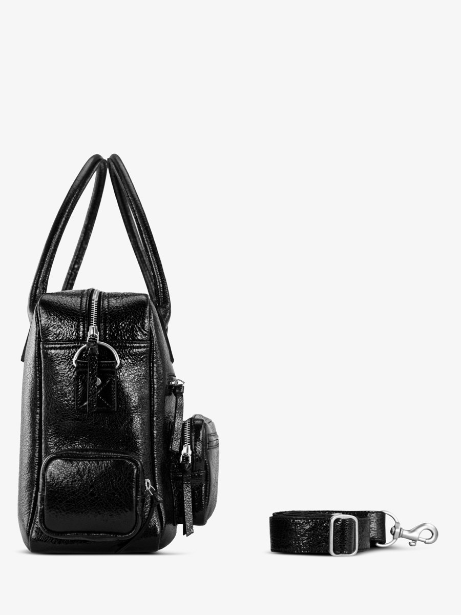 Dokumentenmappe mit mehreren Fächern, schwarz glitzernd, LeDandy 90s Eclipse, Seitenansicht, W204 M-B