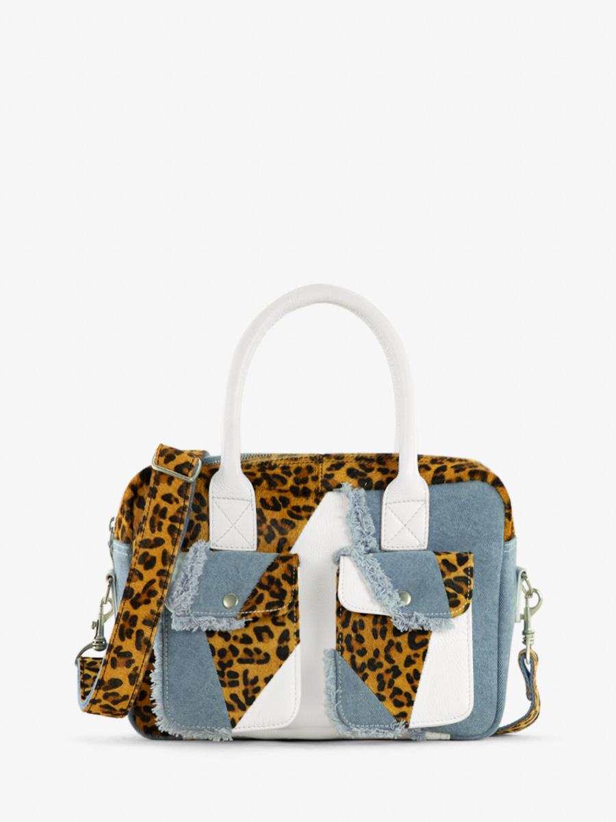 Fotoansicht-Vorderseite-Handtasche-Leder-weiß-Leopard-LeDandy S-Chimère-Denim-weiß-Paul Marius-W04S-CH-W-DENIM