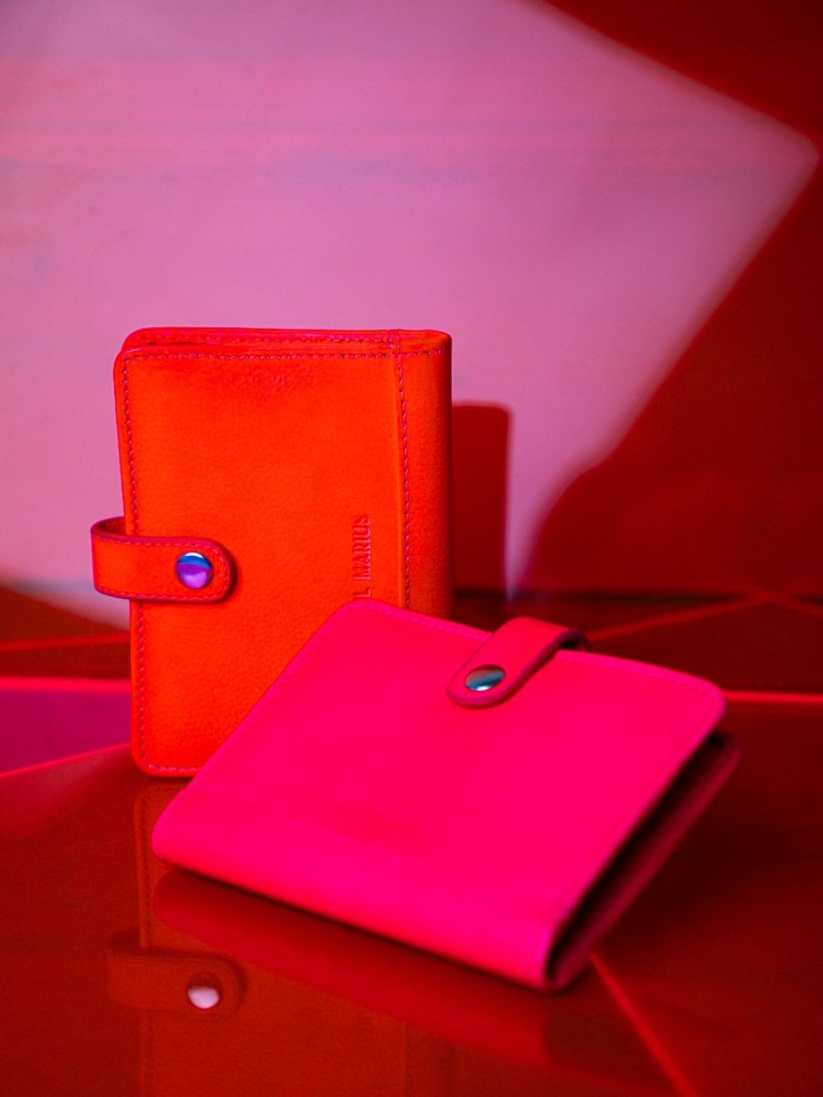Foto-Ansicht-Tragbar-Brieftasche-Leder-rosa-LePortefeuille Jeanne Neon-Paul Marius-M34 NE PI