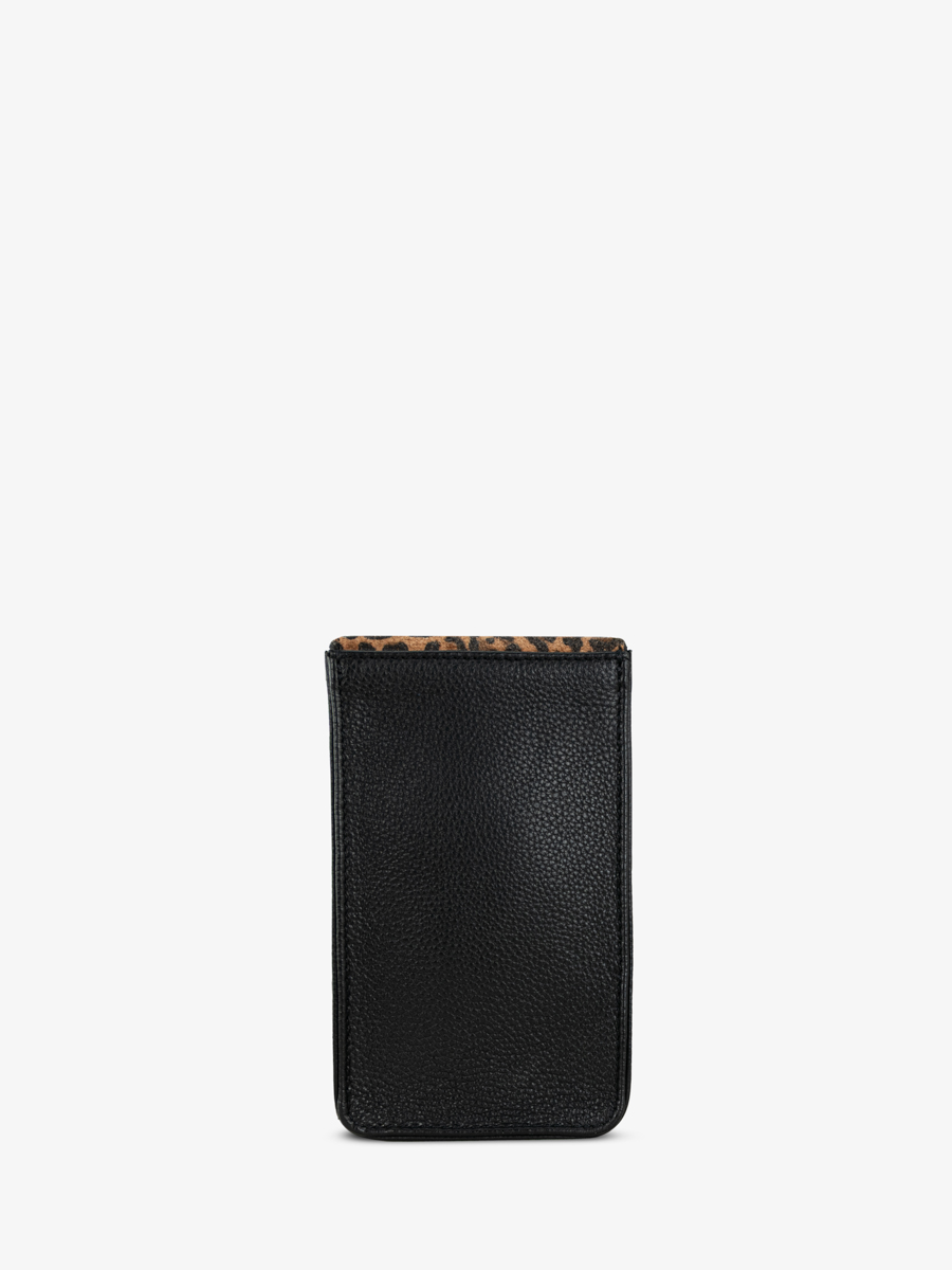 tasche-telefon-leder-leporte-telefon-leopard-schwarz-ansicht-rückseite-m88-lp-b