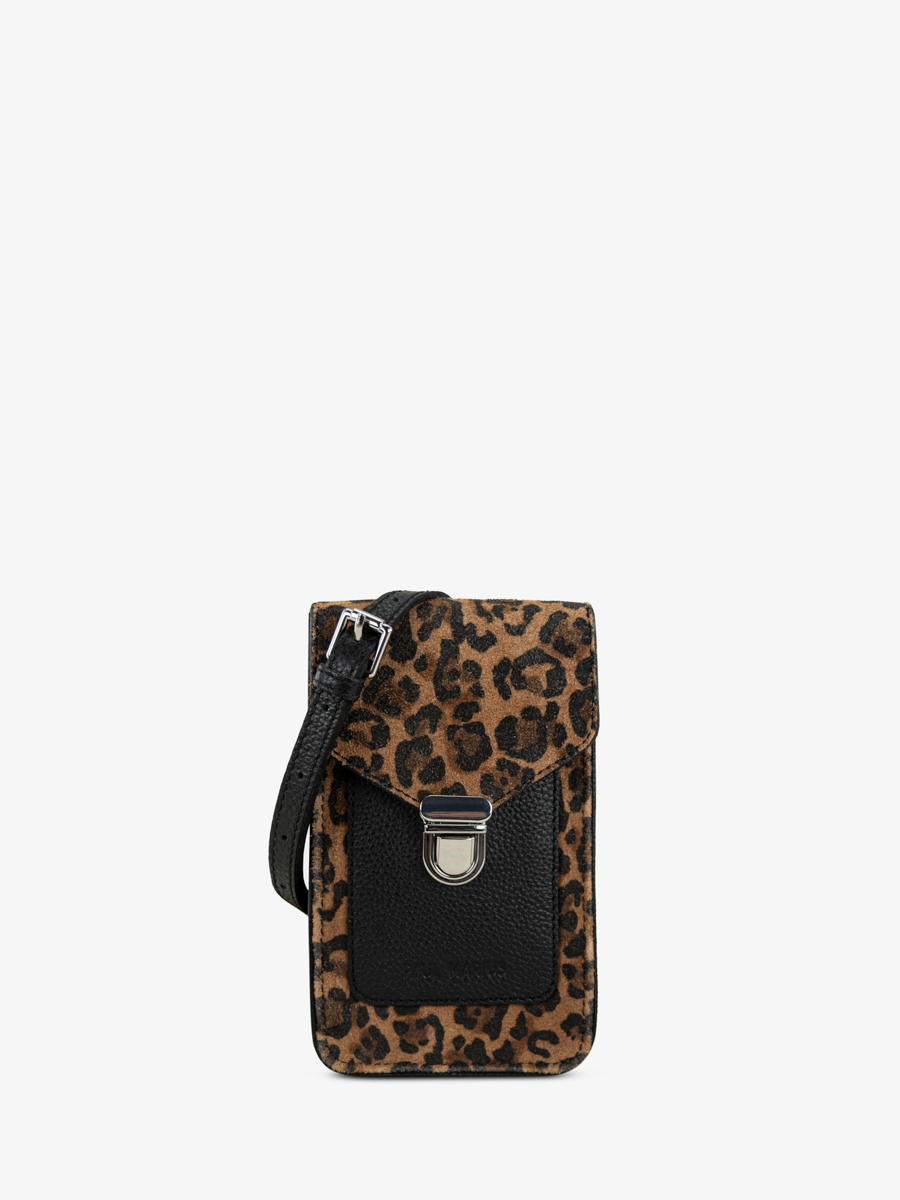tasche-handy-leder-leporte-handy-leopard-schwarz-ansicht-vorderseite-m88-lp-b