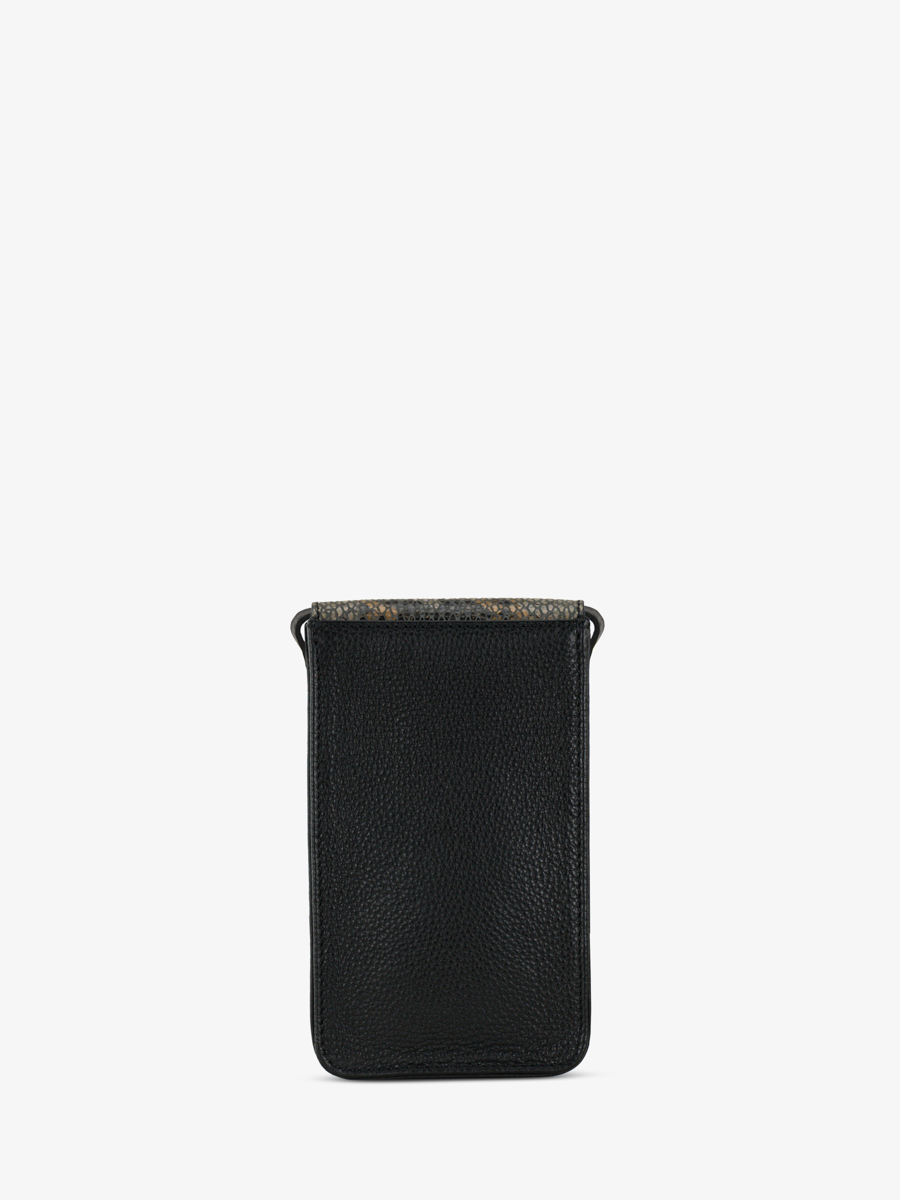 tasche-telefon-leder-leporte-telefon-python-grau-schwarz-ansicht-rückseite-m88-p-gre-b