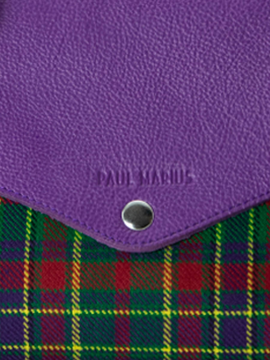 Foto-Zoom-Material-Umhängetasche-Leder-Stoff-Tartan-Das Unverzichtbare-Versus-Paul-Marius-W08-SCO-GR-P
