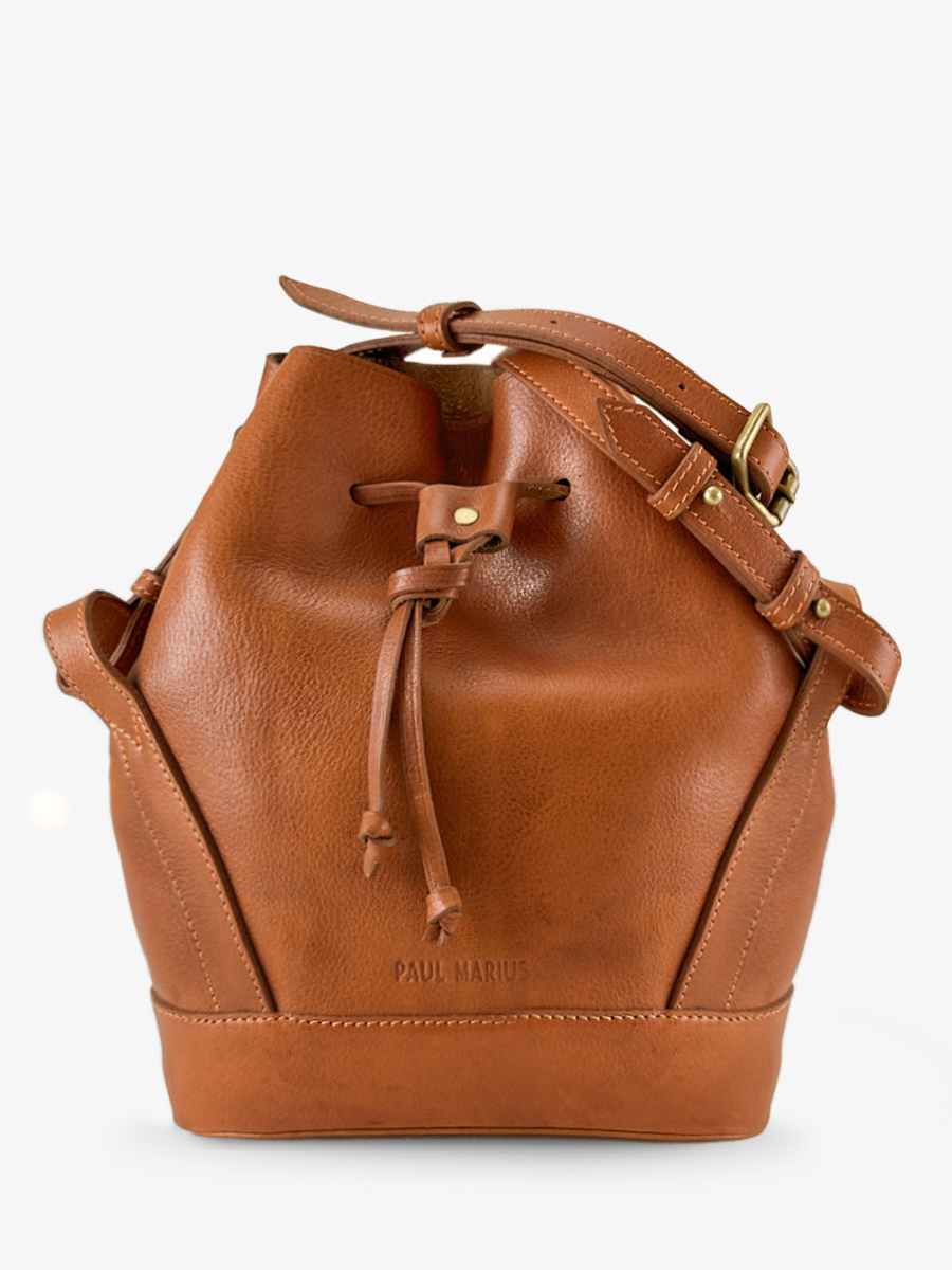Foto-Vorderansicht-Beuteltasche-Leder-braun-Damen-Aumoniere-Cognac-Öl-Paul-Marius-W102-OCO