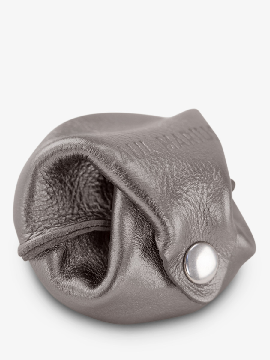 Fotoansicht-Vorderseite-Geldbörse-Leder-silberfarben-Lescarcelle-Stahl-Paul-Marius-M56-GM