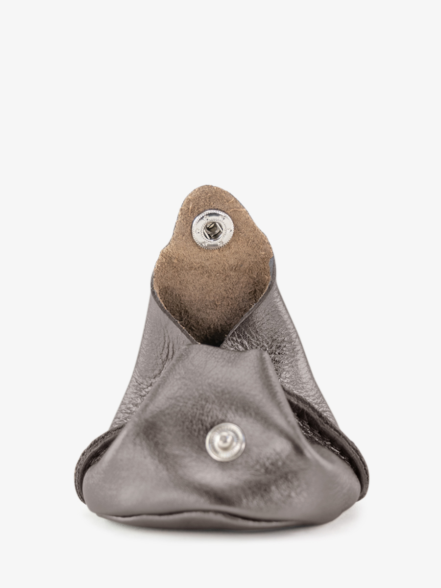 Fotoansicht-Seite-Geldbörse-Leder-silber-Lescarcelle-Stahl-Paul-Marius-M56-GM