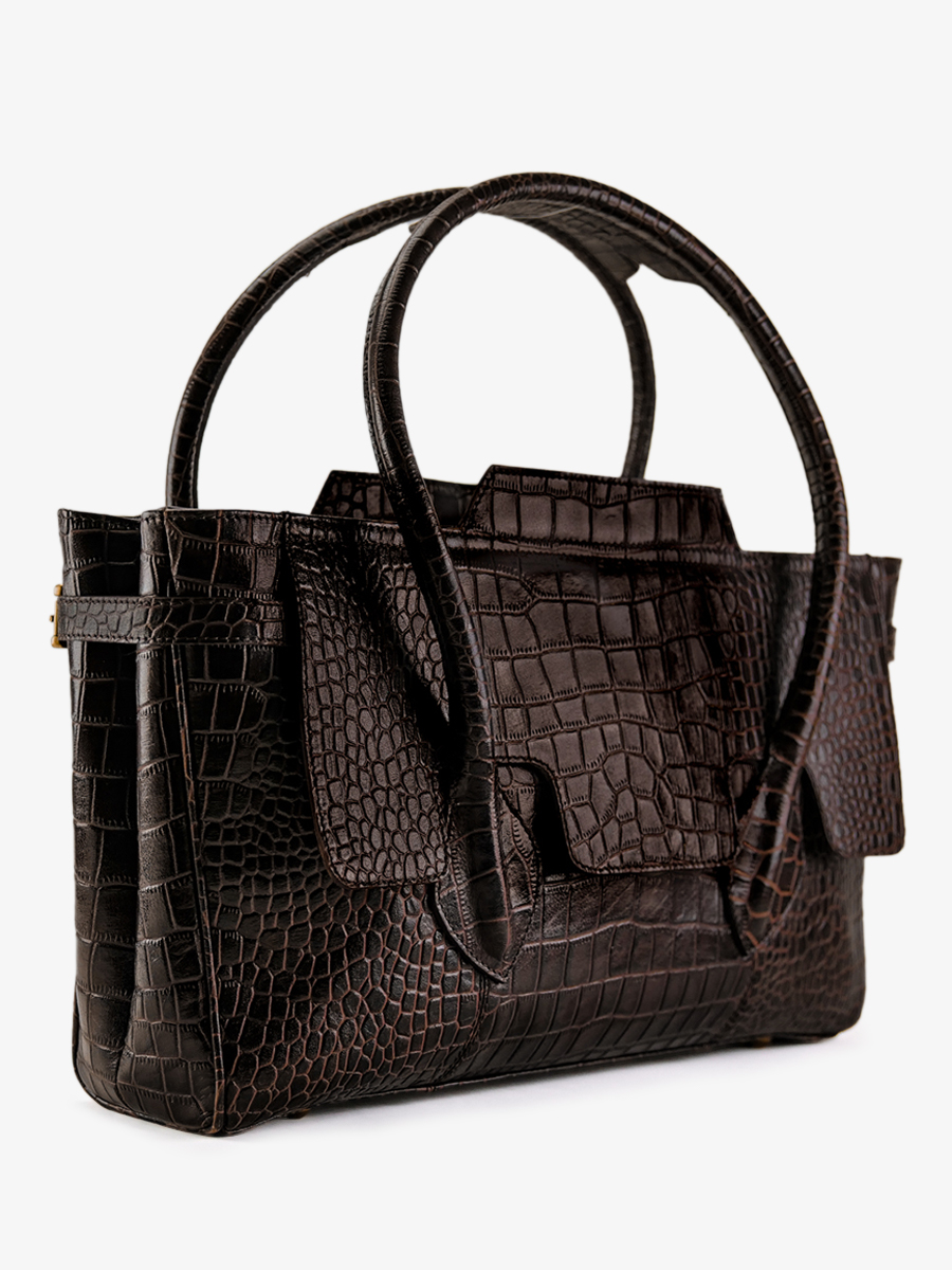 Foto-Seitenansicht-Handtasche-Leder-Damen-Madeleine-Alligator-braun-Paul-Marius-W31-A-DB