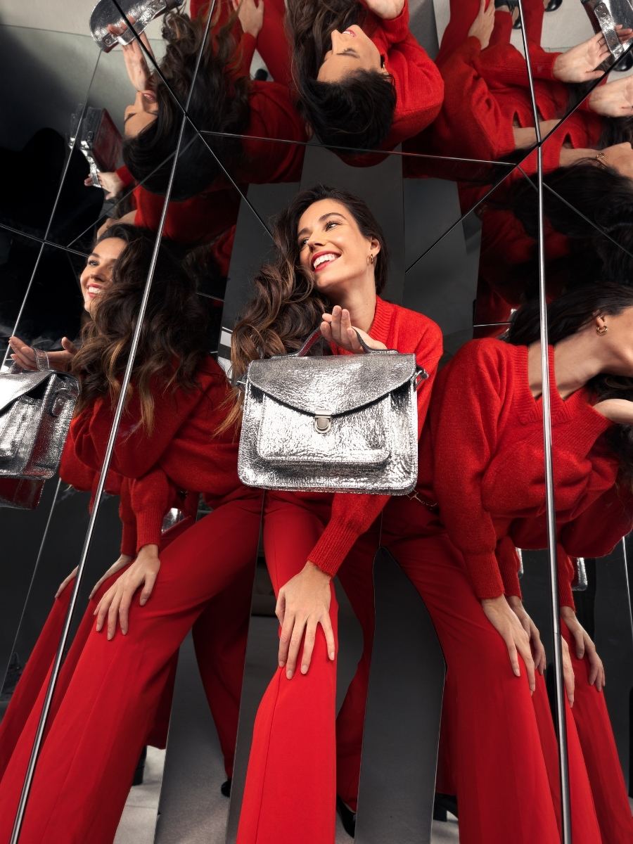 Handtasche Mademoiselle George Spiegel silber Ansicht von vorne W05 MIR