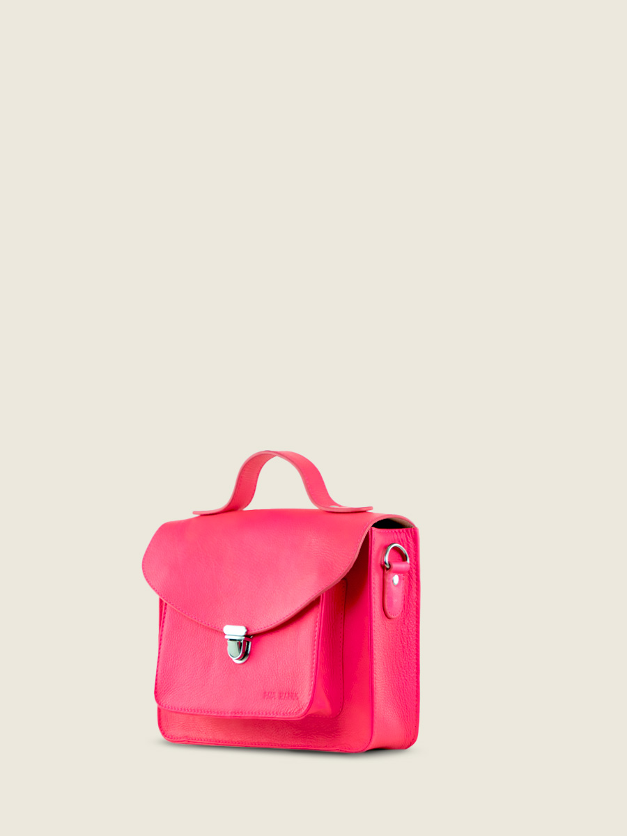 Fotoansicht-Vorderseite-Handtasche-aus-rosa-Leder-Mademoiselle-George-Neon-Paul-Marius-W05-NE-PI