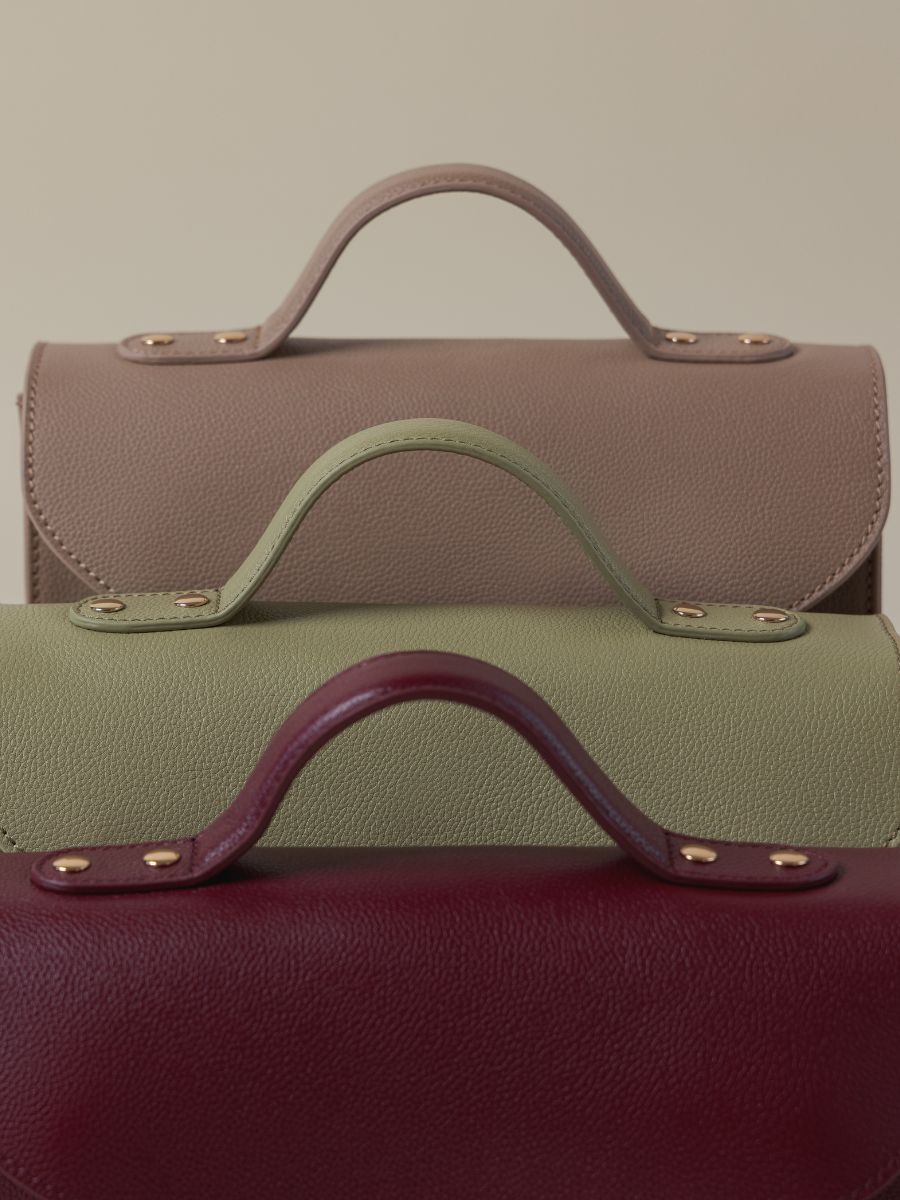 Umhängetasche aus Leder Mademoiselle George N2 Mandel, Ansicht Zoom Material W105 AL