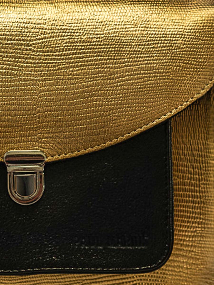 Foto-Fokus-Material-Handtasche-Leder-gold-schwarz-Mademoiselle George-Gold-Schwarz-Paul Marius-W05-L-G-B